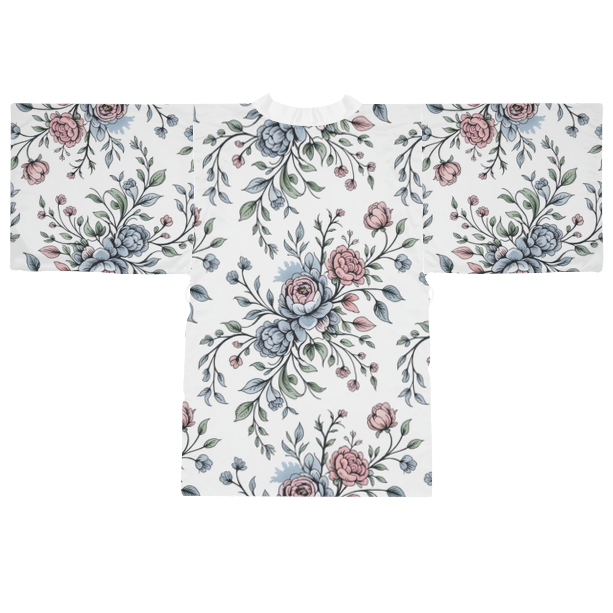 Vintage Floral Watercolor Kimono Robe | Long Sleeve Kimono