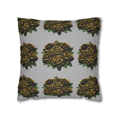 Red Rose Pattern Pillowcase — Floral Square Decorative Throw Pillow
