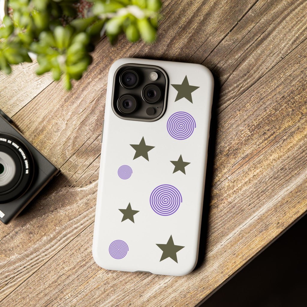 Trendy Phone Case, Stylish Phone Cover, Protective Phone Shell, Unique Phone Accessory, Gift for Her, Star and Swirl Design