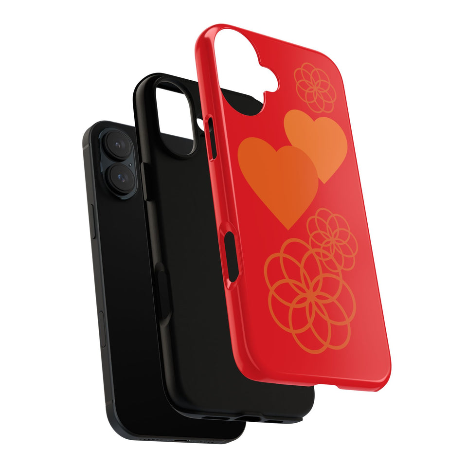 Stylish Phone Case with Floral Hearts Design, Tough Phone Cover, Unique Gift for Her, Trendy Accessories, Spring Vibe, Custom Cases