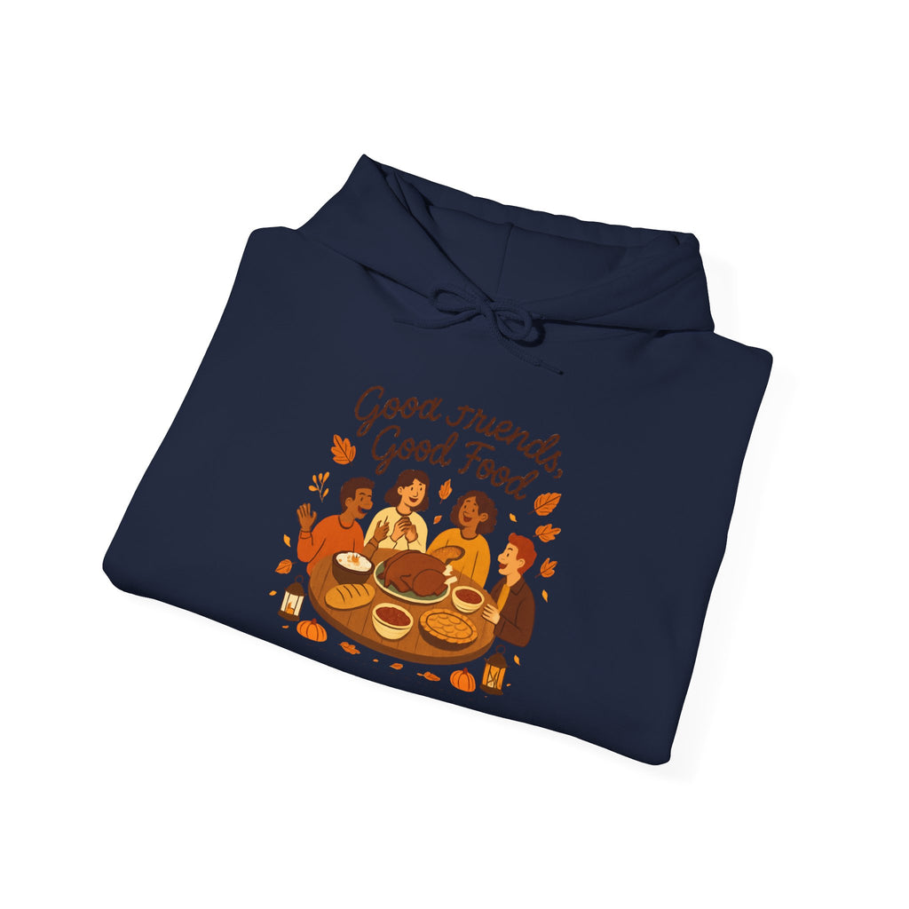 Good Friends Good Food hoodie | Group Dinner Illustration, Cozy Fall Sweatshirt