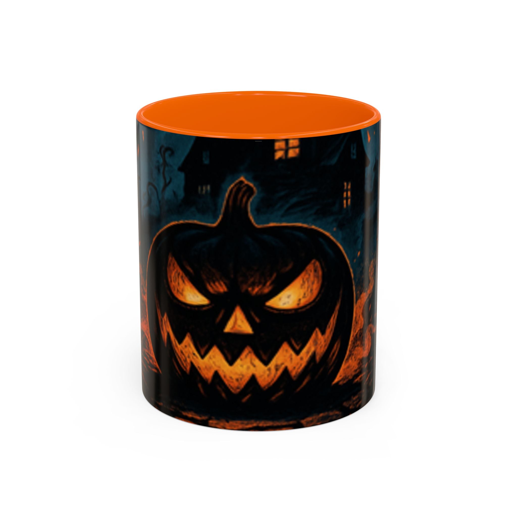 Spooky Pumpkin Coffee Accent Mug — Autumn Vibes Ceramic Coffee Cup (11/15 oz)