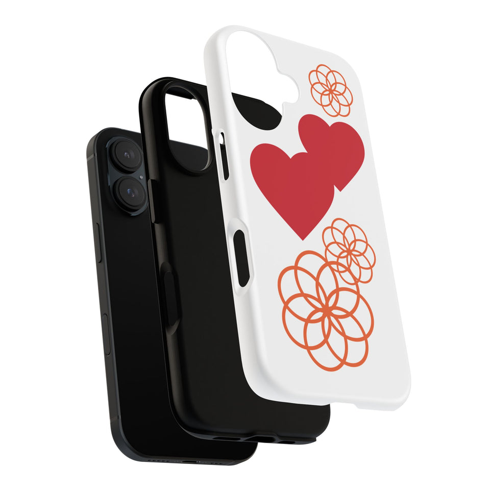 Floral Heart Pattern Phone Case | Tough Phone Cover, Spring Floral Design