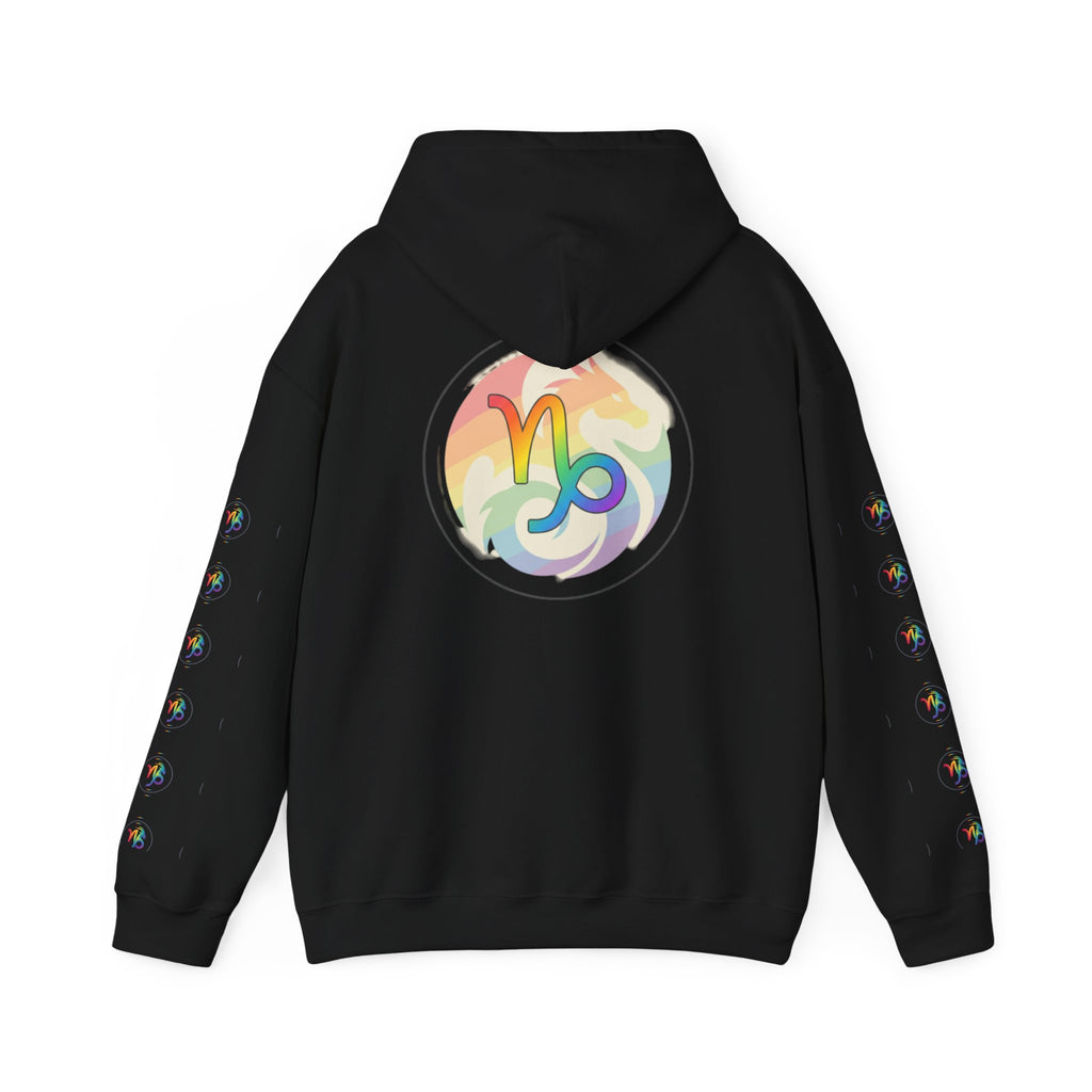 Capricorn Rainbow Zodiac Hoodie — Colorful Astrology Sweatshirt with Capricorn Symbol