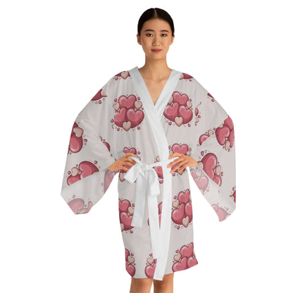 Heart Cluster Kimono Robe — Pink Love All-Over Print