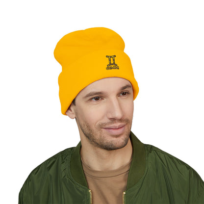 Embroidered Gemini Zodiac Cuffed Beanie