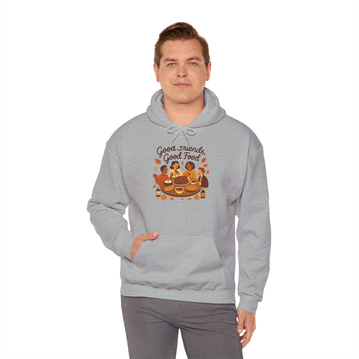 Good Friends Good Food hoodie | Group Dinner Illustration, Cozy Fall Sweatshirt