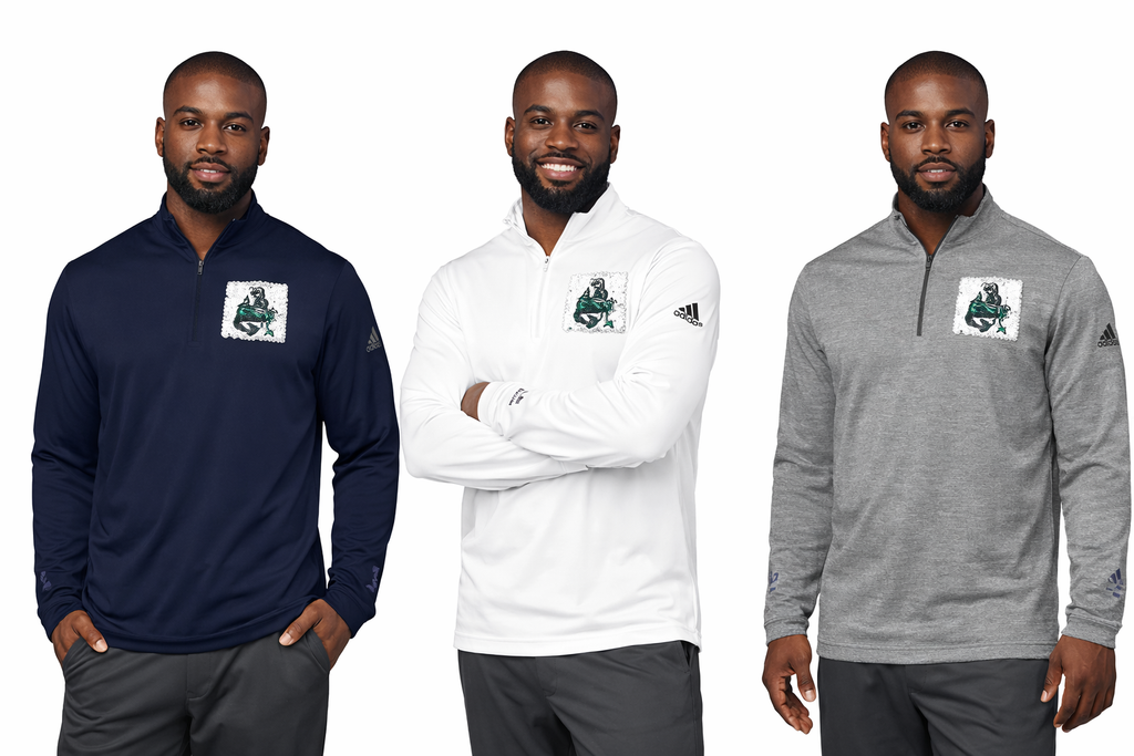 Green Floral Dragon Embroidery Quarter-Zip Pullover