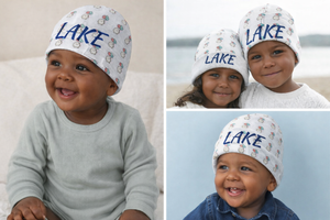 Personalized Balloon Print Baby Beanie, Newborn Photography Prop | Gender Neutral Knit Cap