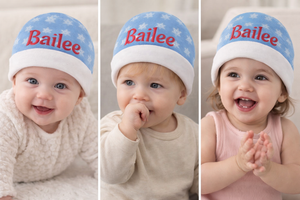 Gender Neutral Toddler Print Baby Beanie | Infant Hat, Soft Winter Headwear