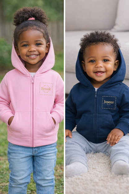 Personalized Toddler Zip Hoodie — Cozy Fleece Jacket