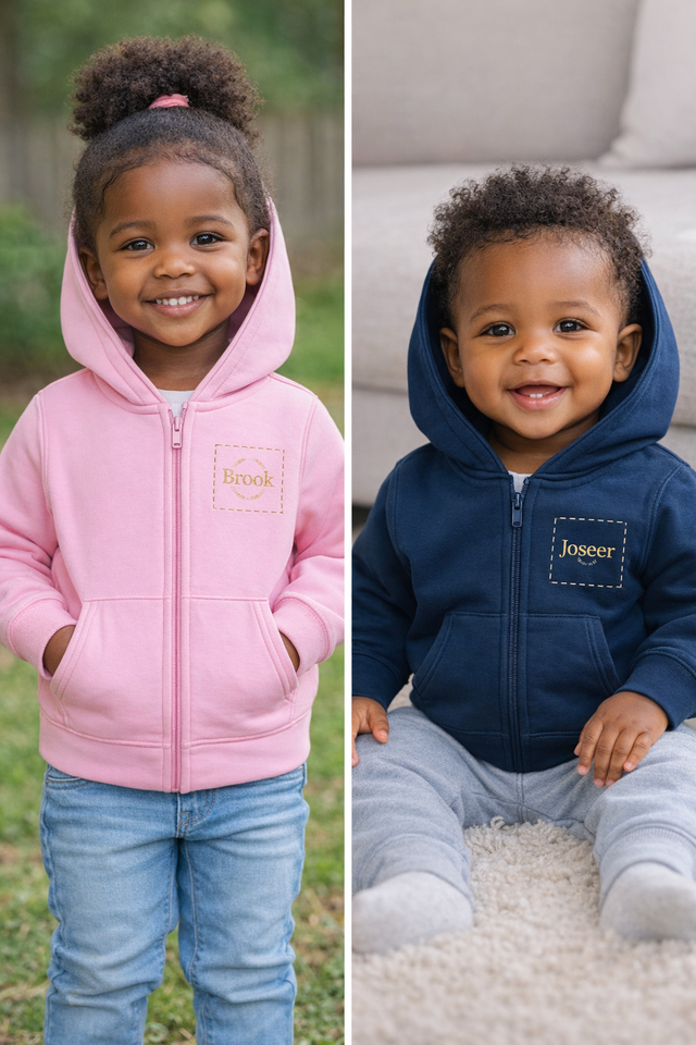 Personalized Toddler Zip Hoodie — Cozy Fleece Jacket