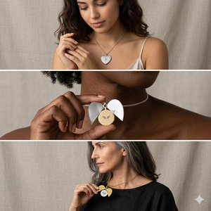 Hidden Message Necklace – Engraved Heart Wing Locket