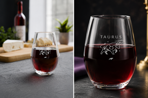 Engraved Taurus Stemless Wine Glass — 11.5 oz Zodiac Gift