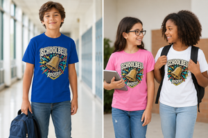 Kids Tee — "Schoolbell Rocks" Back-to-School Graphic T-Shirt