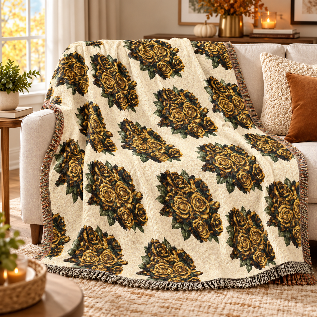 Sunflower Pattern Woven Blanket