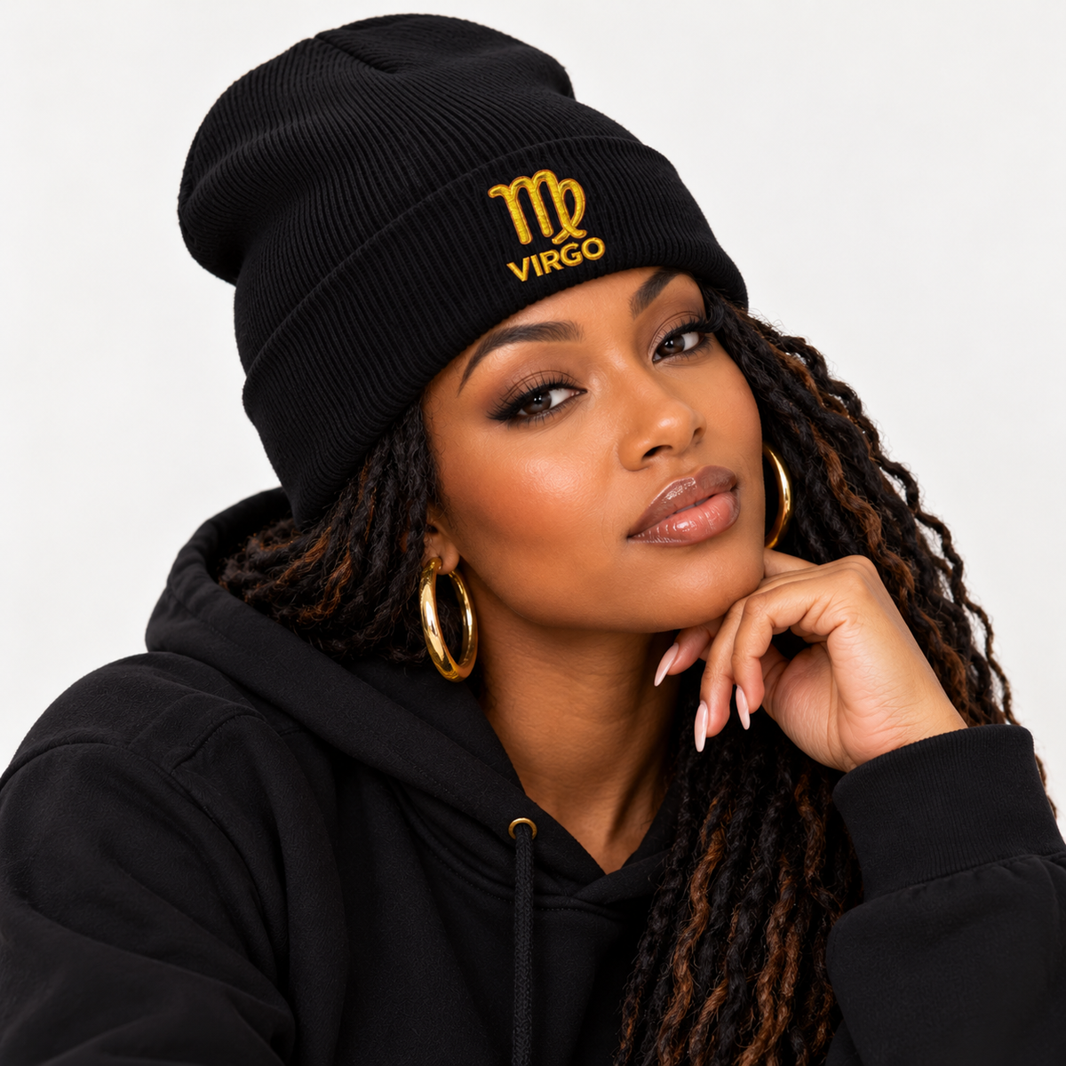 Virgo Zodiac Embroidered Cuffed Beanie