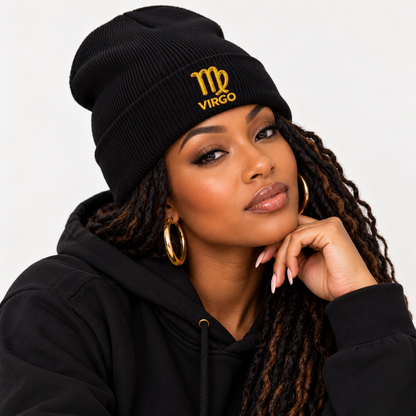 Virgo Zodiac Embroidered Cuffed Beanie