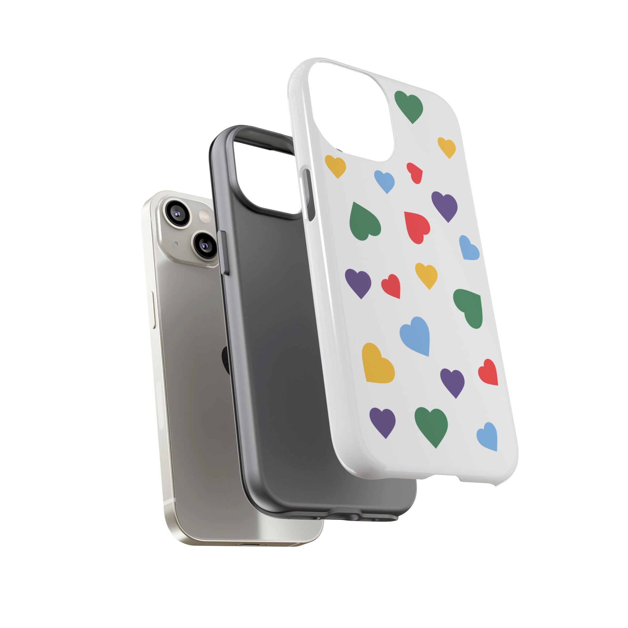 Rainbow Hearts Phone Case | Tough Cases, Spring Vibe, Trendy Accessories