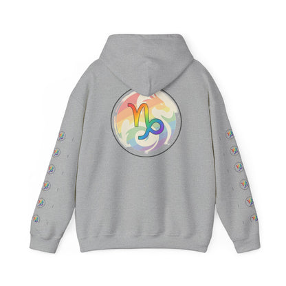 Capricorn Rainbow Zodiac Hoodie — Colorful Astrology Sweatshirt with Capricorn Symbol
