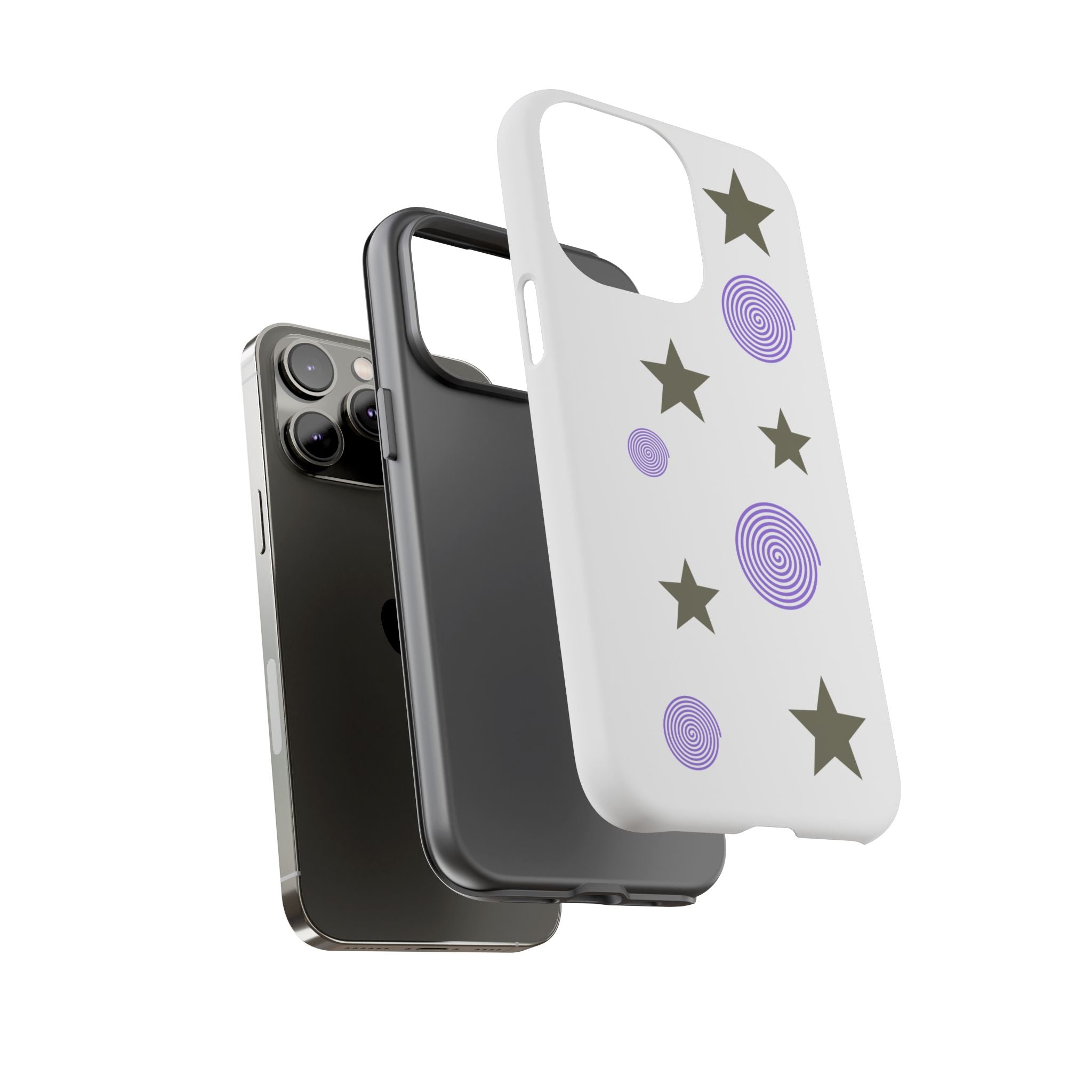 Trendy Phone Case, Stylish Phone Cover, Protective Phone Shell, Unique Phone Accessory, Gift for Her, Star and Swirl Design
