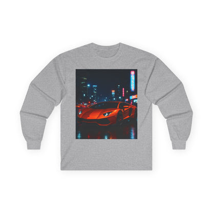Long Sleeve Tee — Neon City Red Sports Car Streetwear