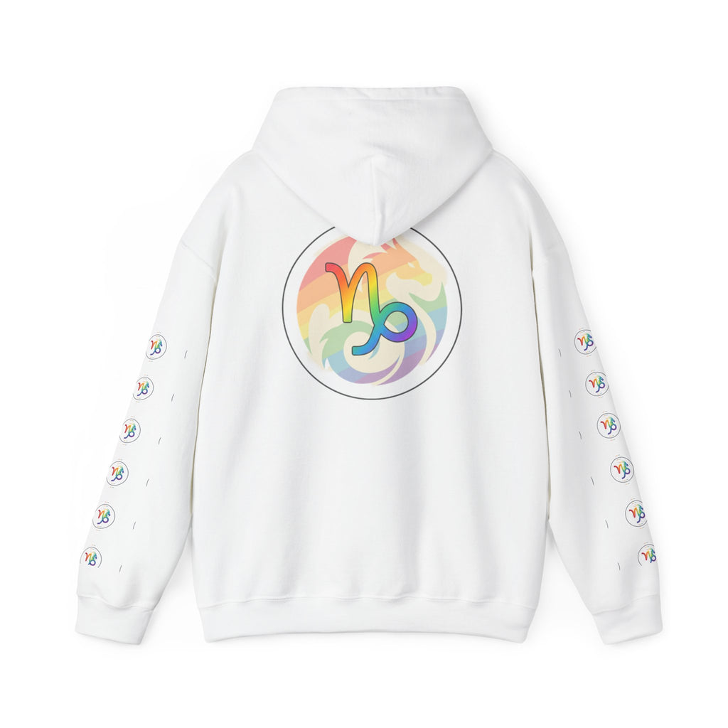Capricorn Rainbow Zodiac Hoodie — Colorful Astrology Sweatshirt with Capricorn Symbol