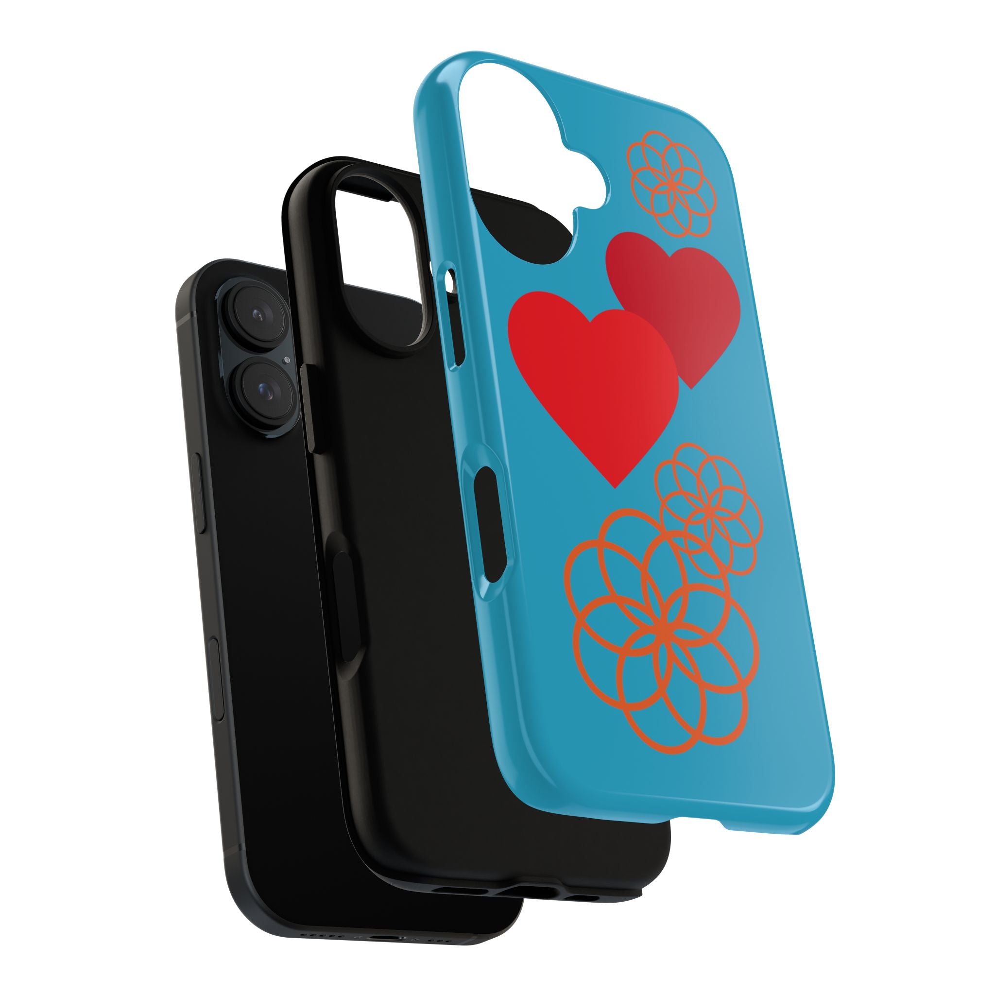 Stylish Phone Case with Floral Hearts Design, Tough Phone Cover, Unique Gift for Her, Trendy Accessories, Spring Vibe, Custom Cases