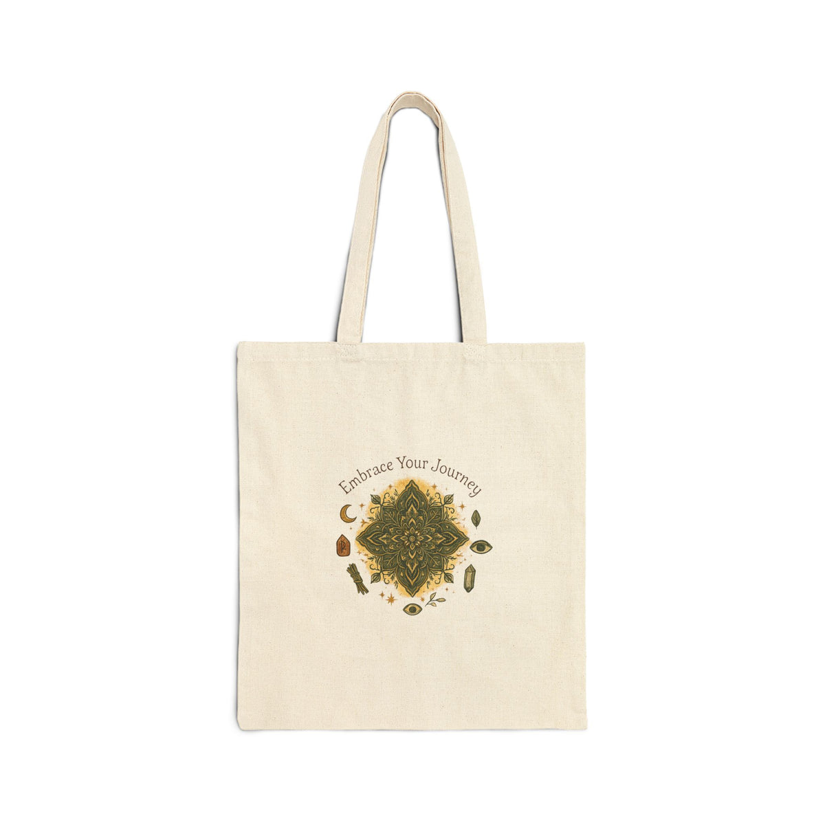 Herbal Apothecary Mandala Tote Bag | botanical illustration, earthy green accents