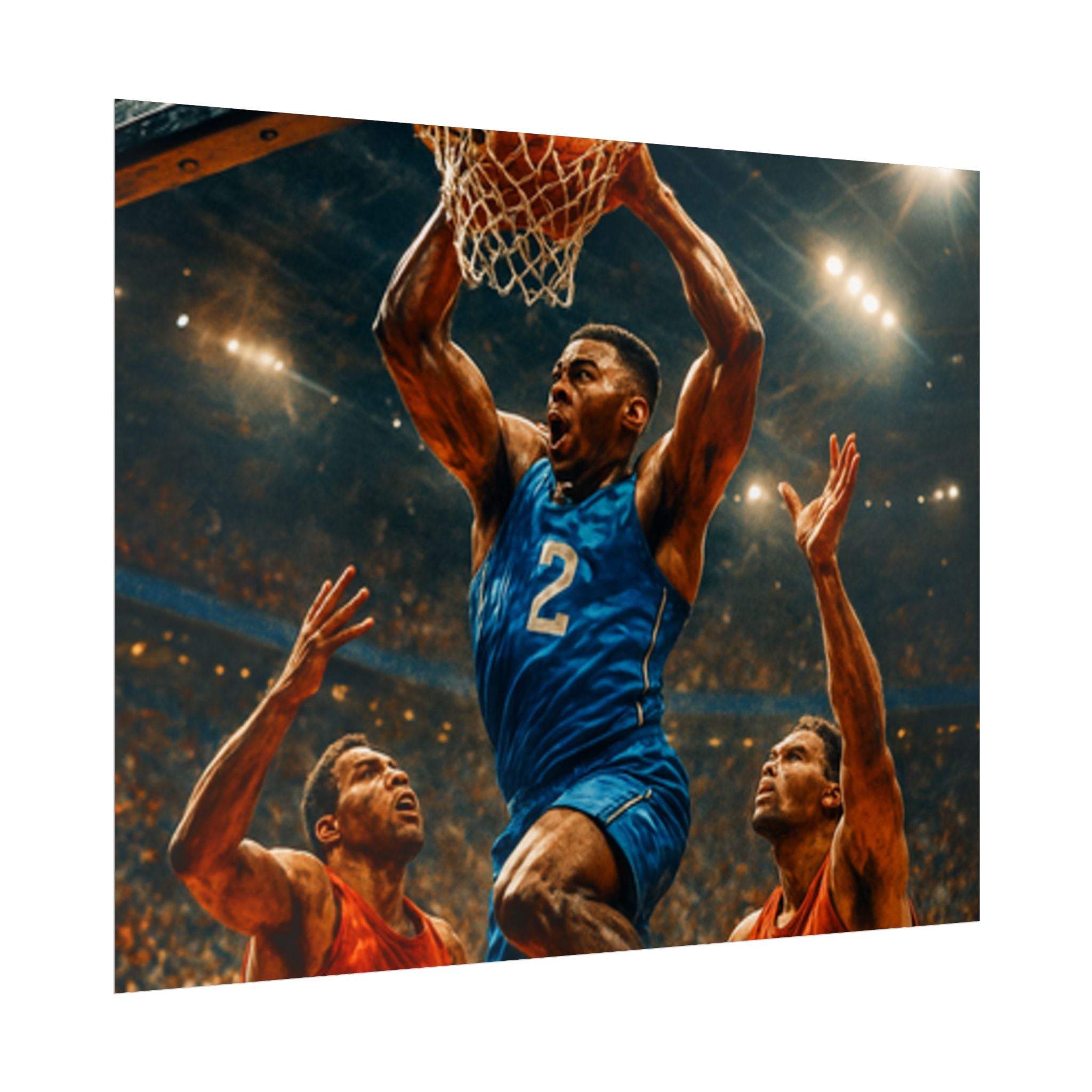 Poster Print, Dynamic Basketball Art Decor for Gamer Gift, Man Cave, Athletic Office, Sports Wall Art