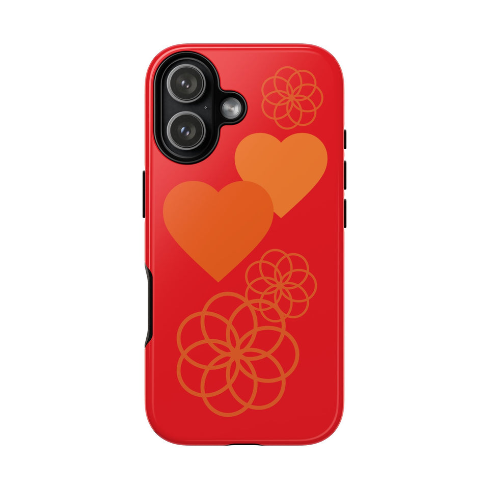 Stylish Phone Case with Floral Hearts Design, Tough Phone Cover, Unique Gift for Her, Trendy Accessories, Spring Vibe, Custom Cases