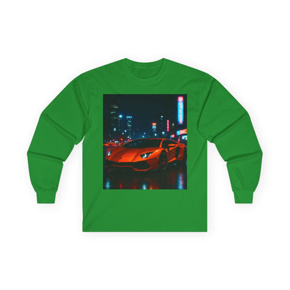 Long Sleeve Tee — Neon City Red Sports Car Streetwear