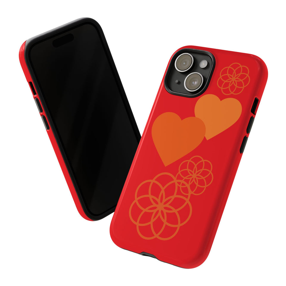 Stylish Phone Case with Floral Hearts Design, Tough Phone Cover, Unique Gift for Her, Trendy Accessories, Spring Vibe, Custom Cases