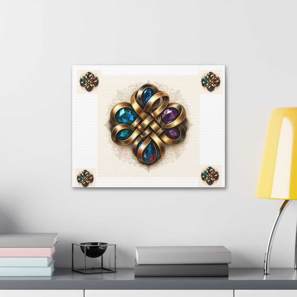 Canvas Wall Art, Elegant Gemstone Knot Design, Home Decor, Unique Gift, Art Print, Wall Hanging, Apartment Decor