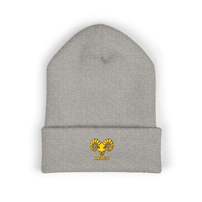 Aries Zodiac Embroidered Cuffed Beanie