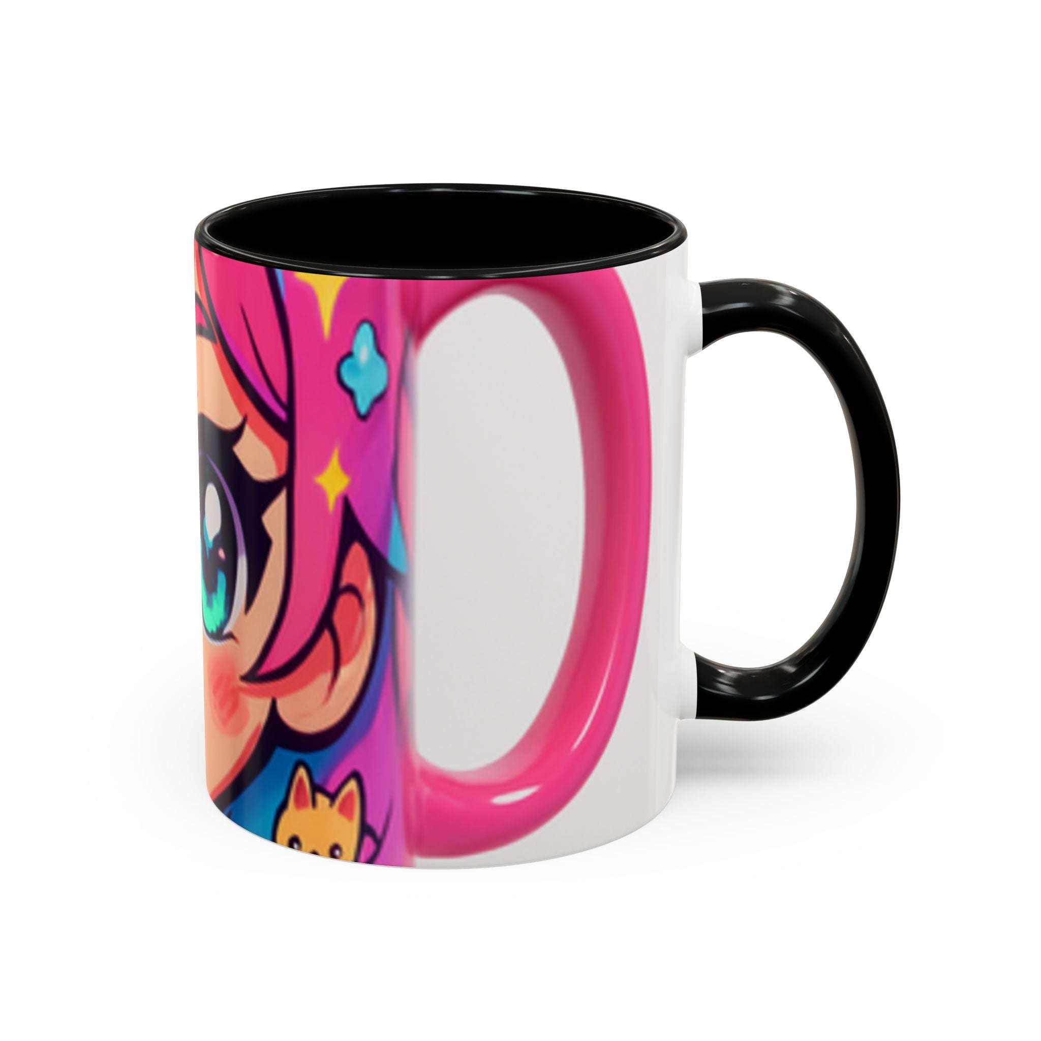 Vibrant Anime Inspired Coffee Mug, Cute Cat Lover Gift, Fun Kitchen Accessory, Bright Accent Mug for Daily Use, Whimsical Drinkware
