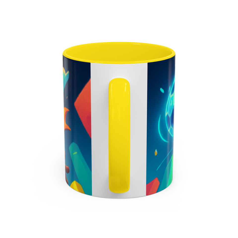 CartersLog Happy Fox Space Adventure Accent Coffee Mug – 11oz & 15oz Cute Cosmic Design