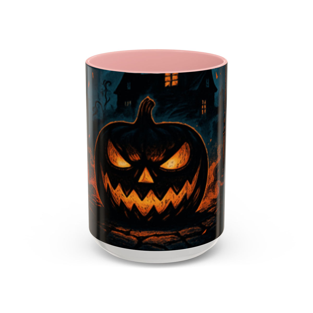 Spooky Pumpkin Coffee Accent Mug — Autumn Vibes Ceramic Coffee Cup (11/15 oz)