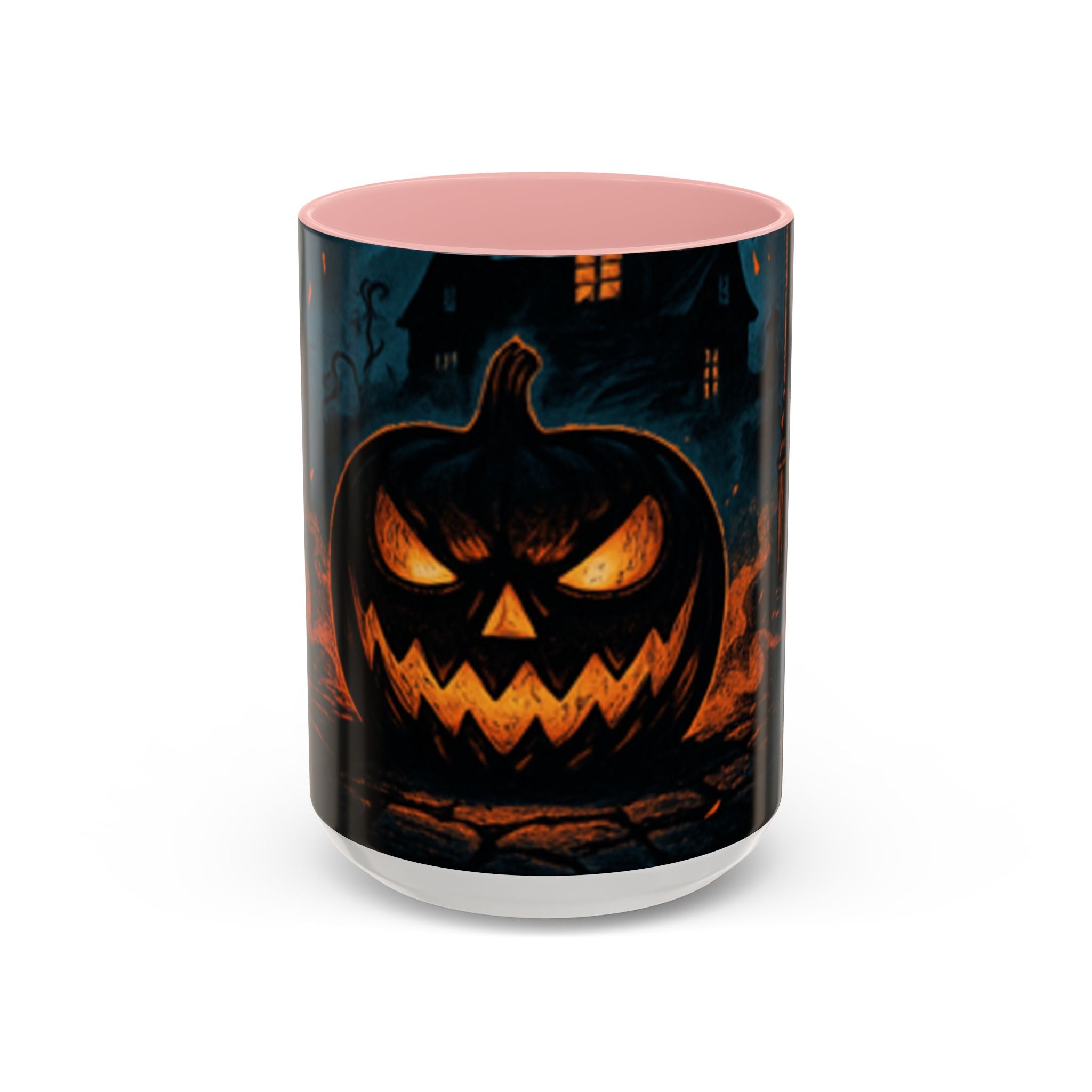 Spooky Pumpkin Coffee Accent Mug — Autumn Vibes Ceramic Coffee Cup (11/15 oz)