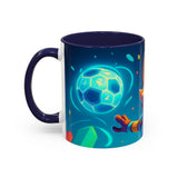 CartersLog Happy Fox Space Adventure Accent Coffee Mug – 11oz & 15oz Cute Cosmic Design