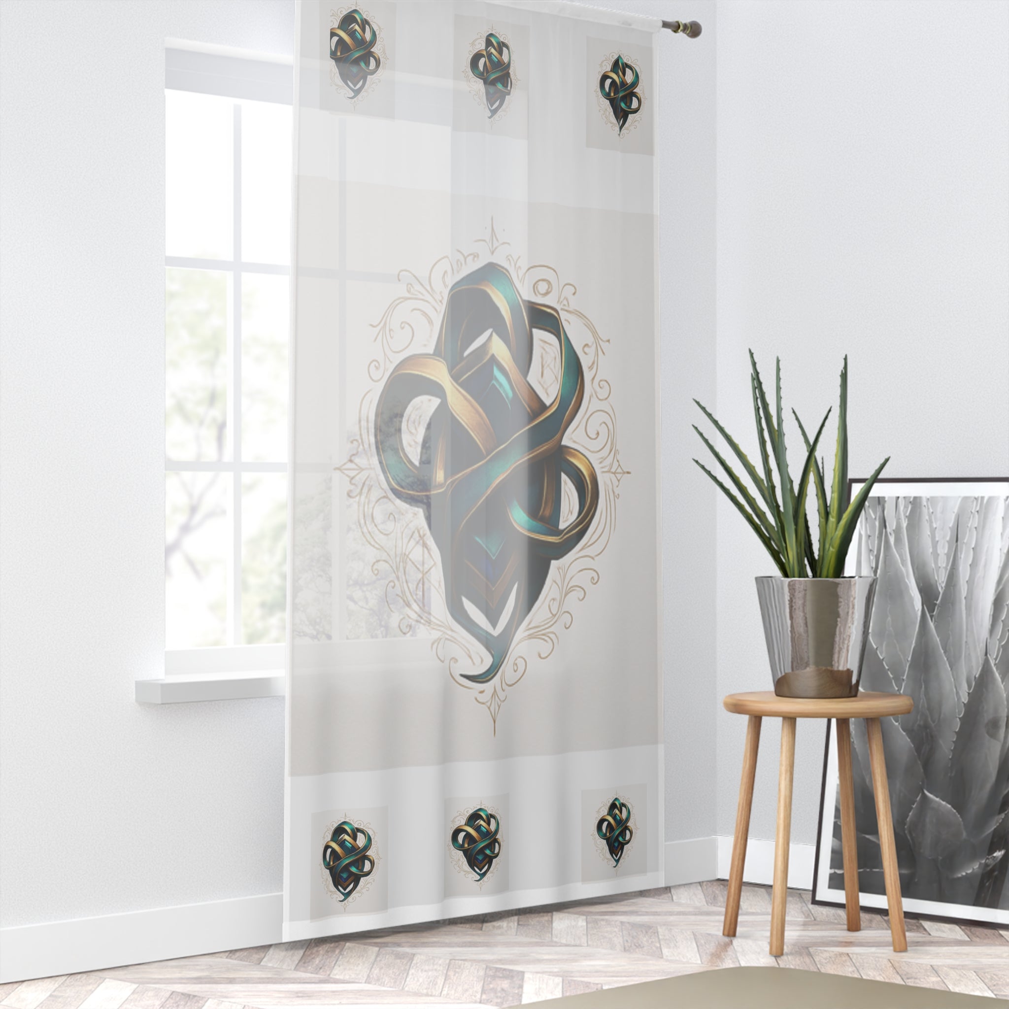 Elegant Decorative Window Curtain with Intricate Knot Design, Home Decor, Light Filtering, Living Room, Bedroom, Gift Idea