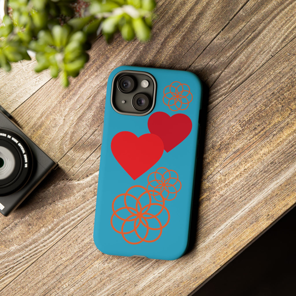 Stylish Phone Case with Floral Hearts Design, Tough Phone Cover, Unique Gift for Her, Trendy Accessories, Spring Vibe, Custom Cases