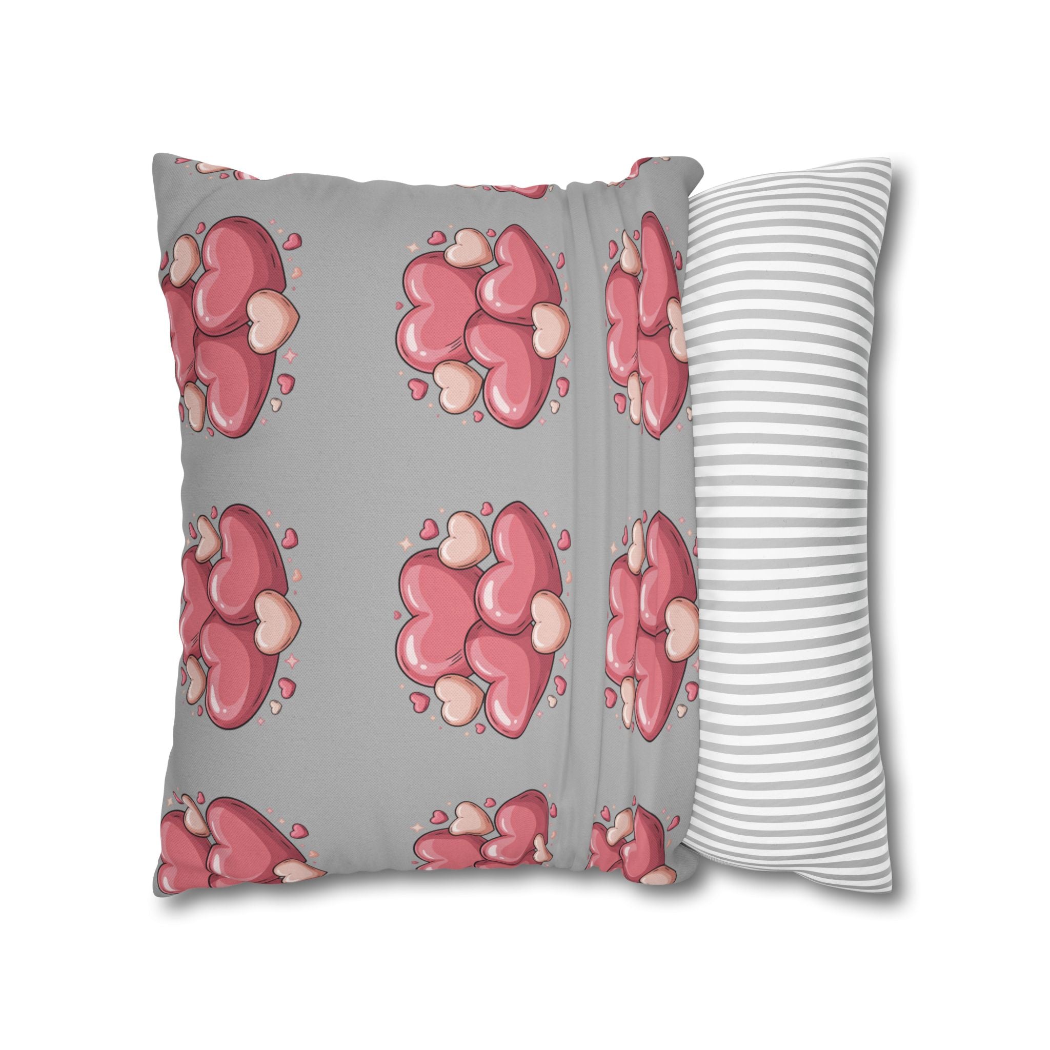 Heart Cluster Pillowcase — Cute Pink Valentine Decorative Throw Pillow