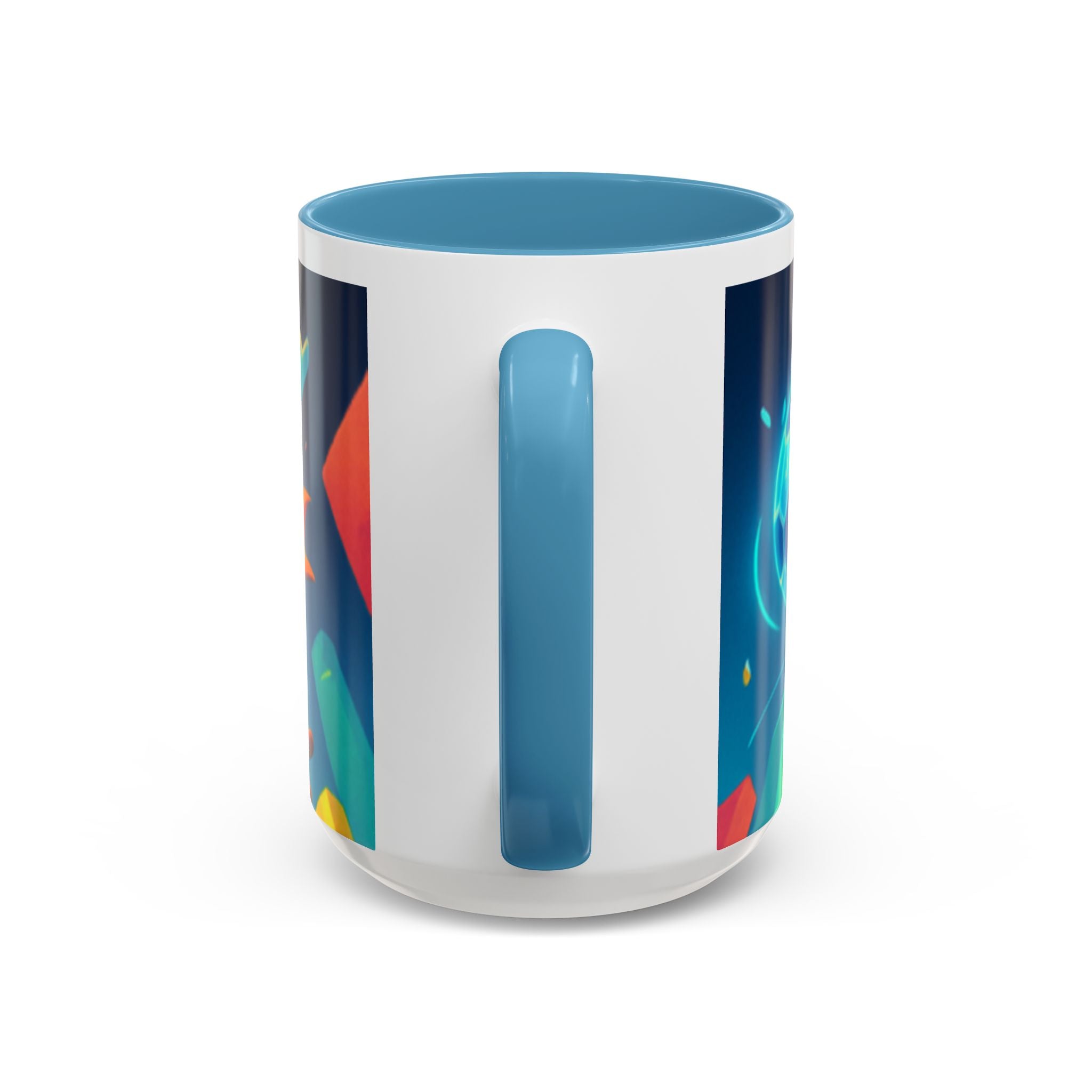 Happy Fox Space Adventure Accent Coffee Mug | Cute Fox Character, Colorful Cosmic Design