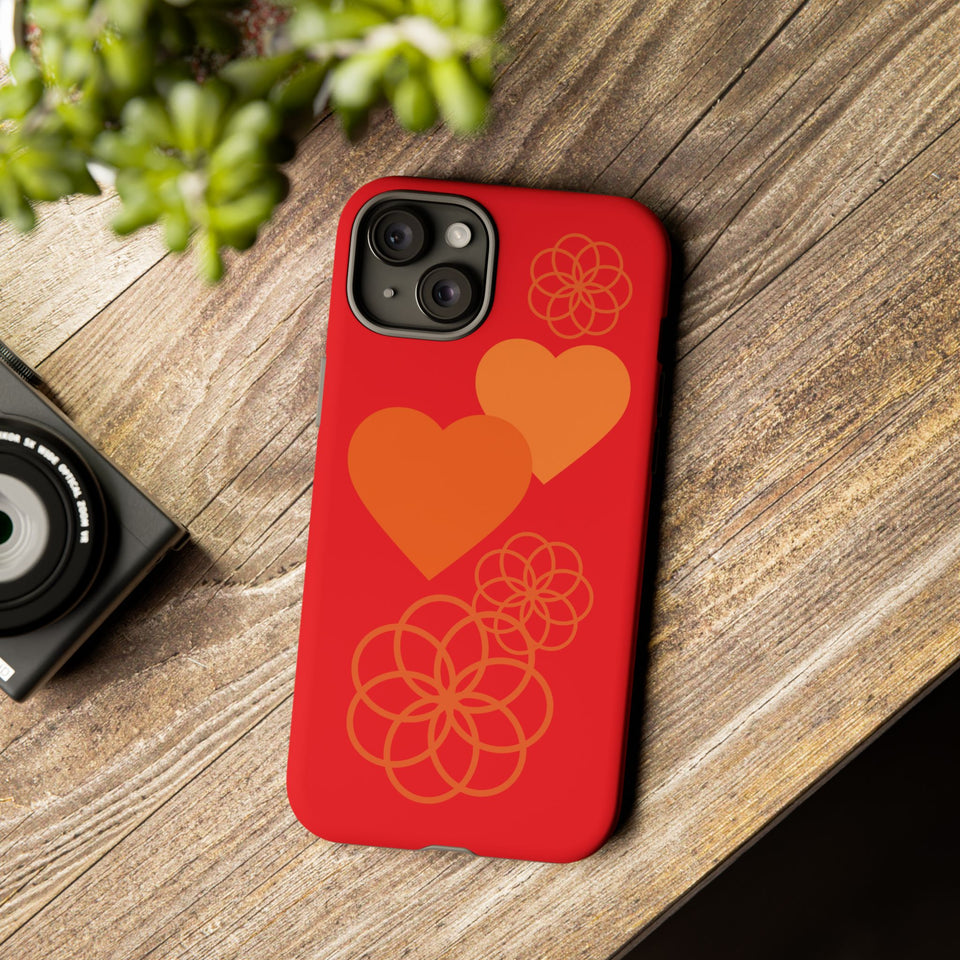 Stylish Phone Case with Floral Hearts Design, Tough Phone Cover, Unique Gift for Her, Trendy Accessories, Spring Vibe, Custom Cases
