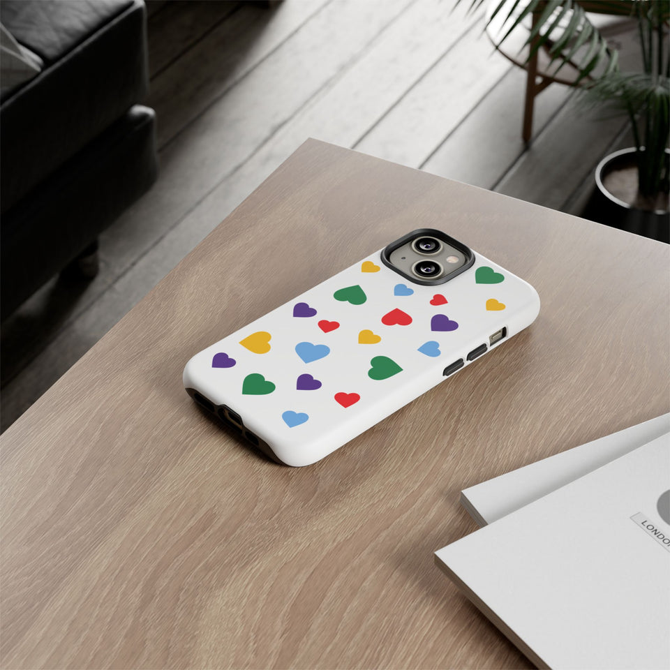 Rainbow Hearts Phone Case | Tough Cases, Spring Vibe, Trendy Accessories