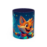 CartersLog Happy Fox Space Adventure Accent Coffee Mug – 11oz & 15oz Cute Cosmic Design