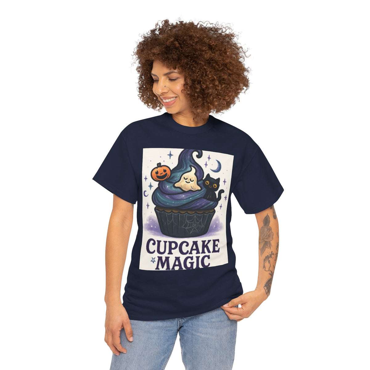 Adult Spooky Scary Cupcake T-Shirt | Cute Halloween Tee