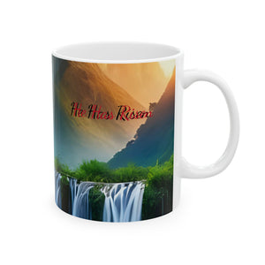 CartersLog Serene Waterfall Landscape Ceramic Coffee Mug – 11oz & 15oz Nature Art Cup