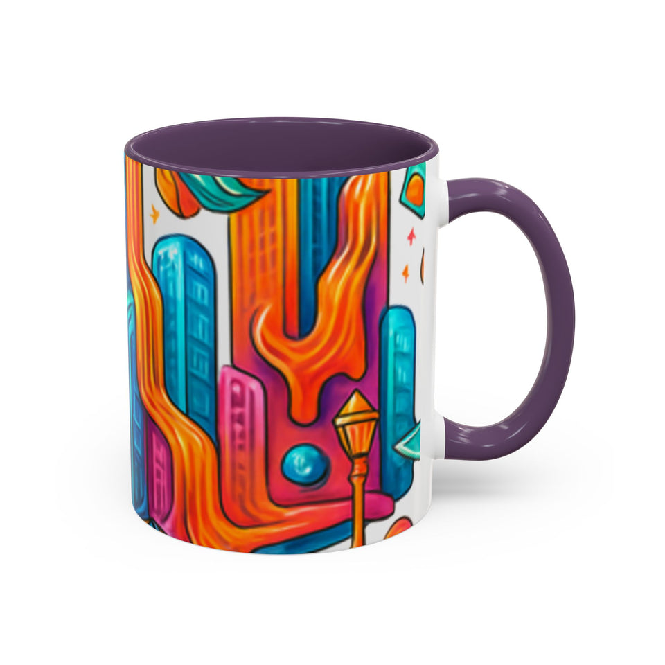 CartersLog Colorful Cosmic Design Accent Coffee Mug – 11oz & 15oz Modern Art Cup